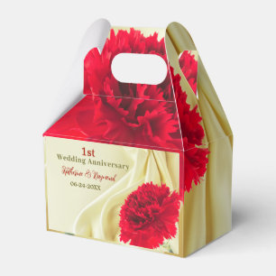 1st Wedding Anniversary Gold Background Carnation Favour Box
