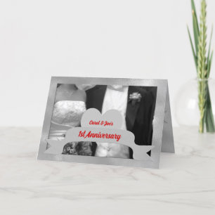 1st Wedding Anniversary Grayscale with Heart Card