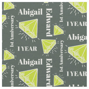 1st Wedding Anniversary green peridot gem custom Fabric