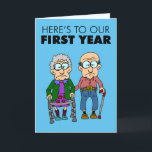 1st Wedding Anniversary Growing Old Card<br><div class="desc">Here's To Our First Year Of Growing Old Together cute 1st Wedding Anniversary card. Great for a 1st Wedding Anniversary.</div>