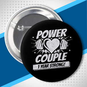 1st Wedding Anniversary Married Fitness Couple 6 Cm Round Badge