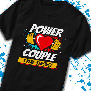 1st Wedding Anniversary Married Fitness Couple T-Shirt
