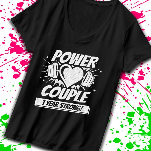 1st Wedding Anniversary Married Fitness Couple T-Shirt (Creator Uploaded)