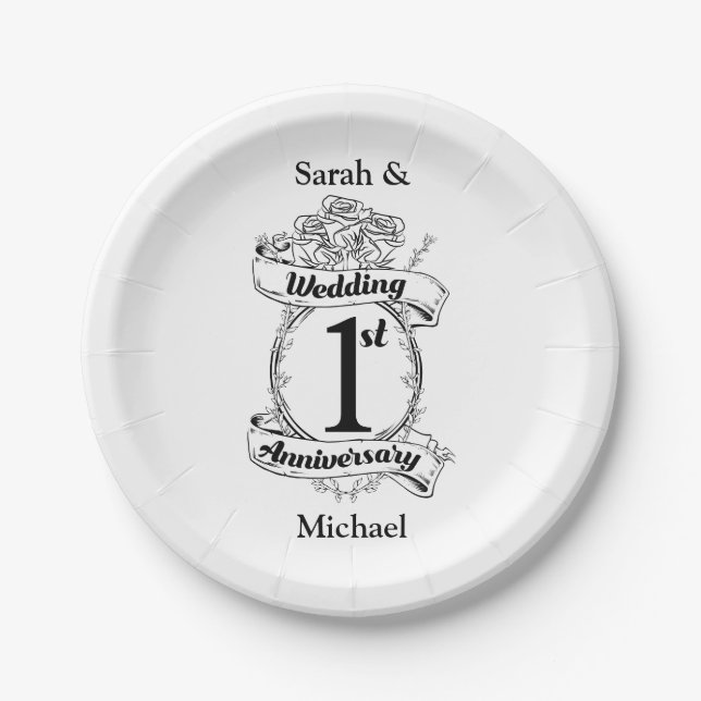 1st Wedding Anniversary Paper Plate (Front)