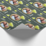 1st wedding anniversary photo peridot ring  wrapping paper<br><div class="desc">Wedding anniversary wrapping paper in shades of green and gold. Personalise this peridot anniversary paper with your daughter and son-in-law's photo, message, and the anniversary year. Currently reads To our daughter and son-in-law Happy Peridot Anniversary 1 year. Beautiful green peridot stones and photo gold eternity ring graphic design. This peridot...</div>