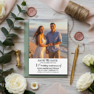 1st Wedding Anniversary Save the Date Photo Card
