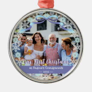 1st Xmas New Baby Grandparents Soft Blue Purple Metal Tree Decoration