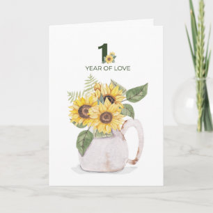 1st Year Anniversary Sunflowers Years of Love Card