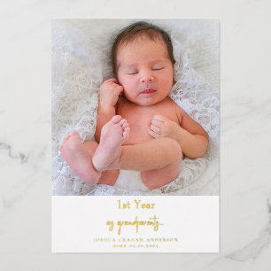 1st Year as Grandparents Foil Baby Photo Christmas
