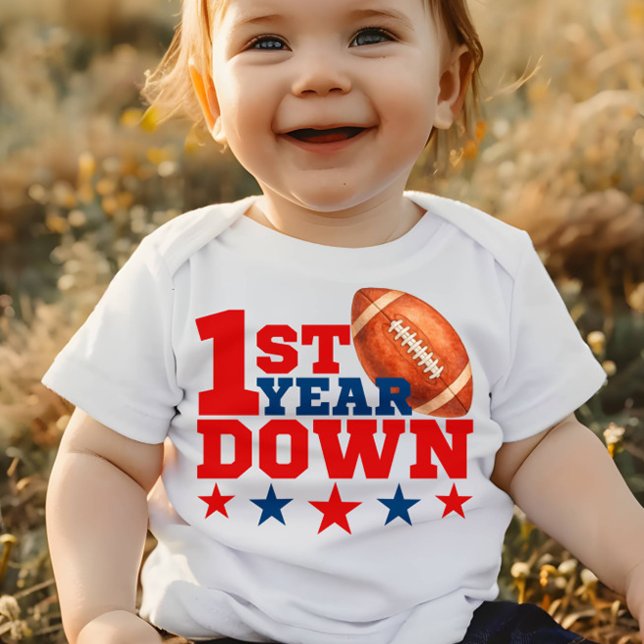 1st Year Down American Football Sports Baby Bodysuit (Creator Uploaded)