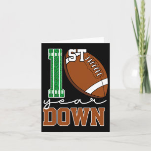 1st Year Down Football Lover First Birthday Boy Pa Card