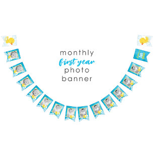 1st Year Monthly Photo Watercolor Duck Banner