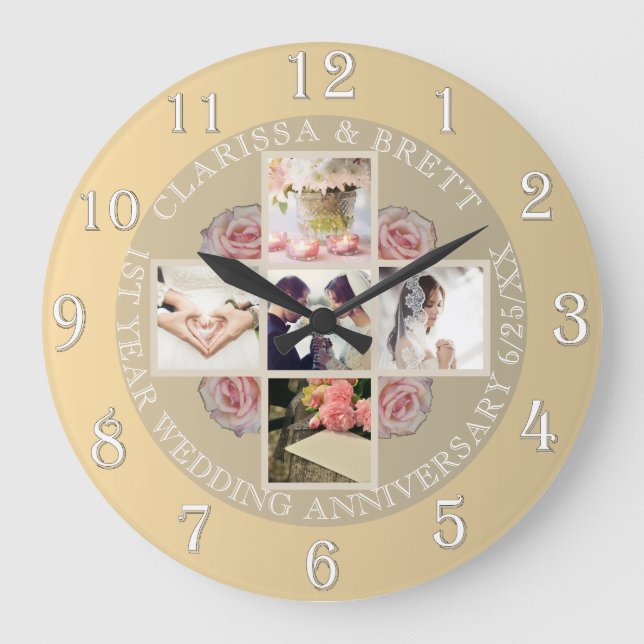 1st year Wedding Anniversary5/photos RoseGold Col Large Clock (Front)