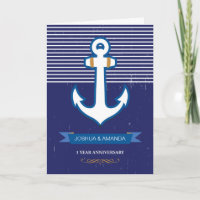 1st Year Wedding Anniversary, Custom Name, Navy