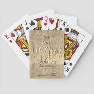 1st Year Wedding Anniversary Paper&Gold  Playing Cards