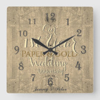 1st Year Wedding Anniversary Paper&Gold Square Wal