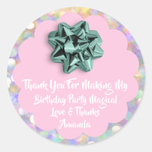 1th Birthday Favour Baby Shower Pink Holographic Classic Round Sticker
