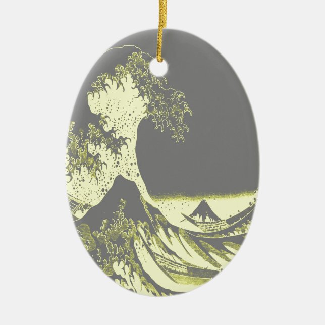 1thegreatwaveredblackbig-003 ceramic tree decoration (Front)