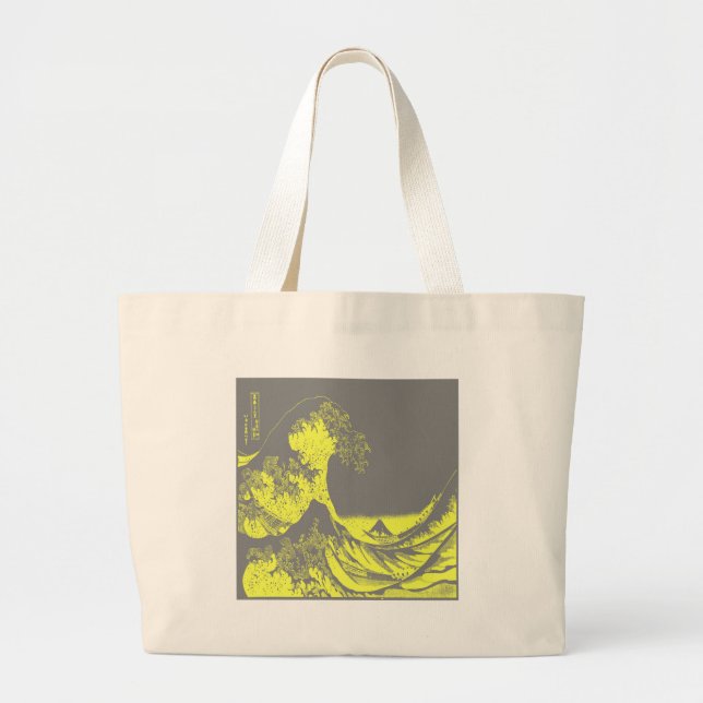 1thegreatwaveredblackbig-003 large tote bag (Front)