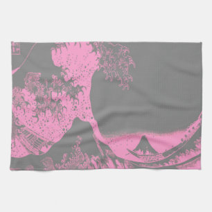 1thegreatwaveredblackbig-005 tea towel