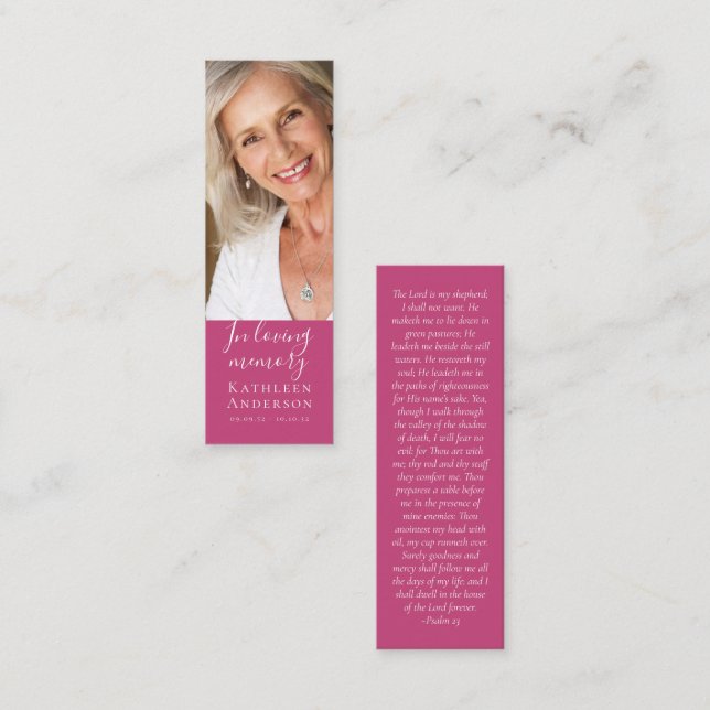 1x3" Memorial Funeral Poem Pink MINI Bookmark Calling Card (Front/Back)