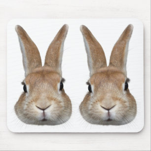 2匹のウサギの顔 MOUSE PAD