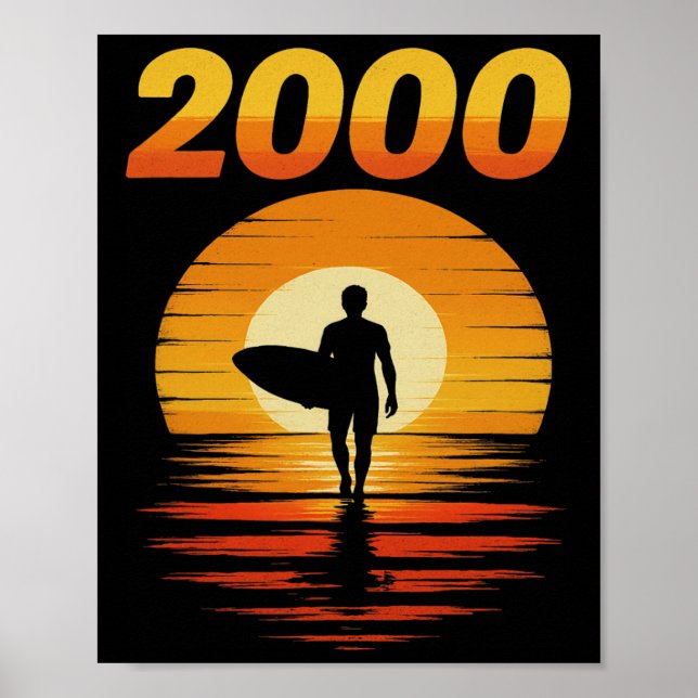 2000 Retro Surfing Vintage Sunset 90s Aesthetic  Poster (Front)