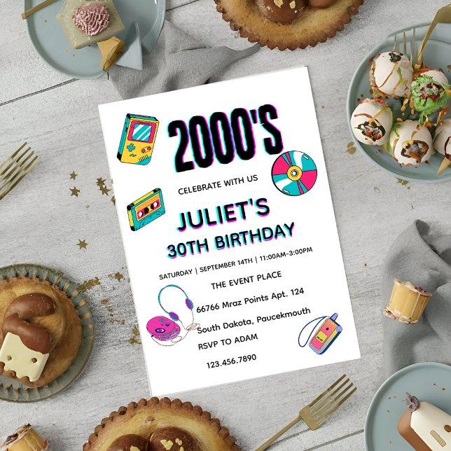 2000s party blank 30th birthday invitations (Creator Uploaded)