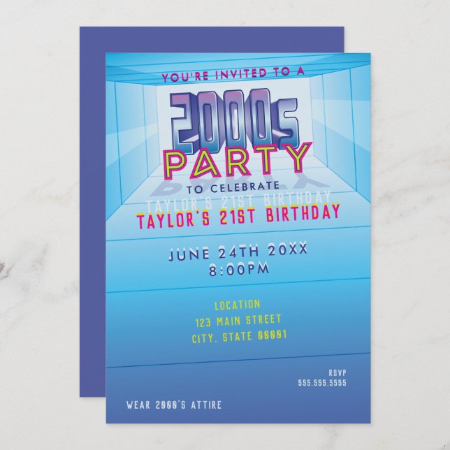2000s Party Theme Invitation (Front/Back)