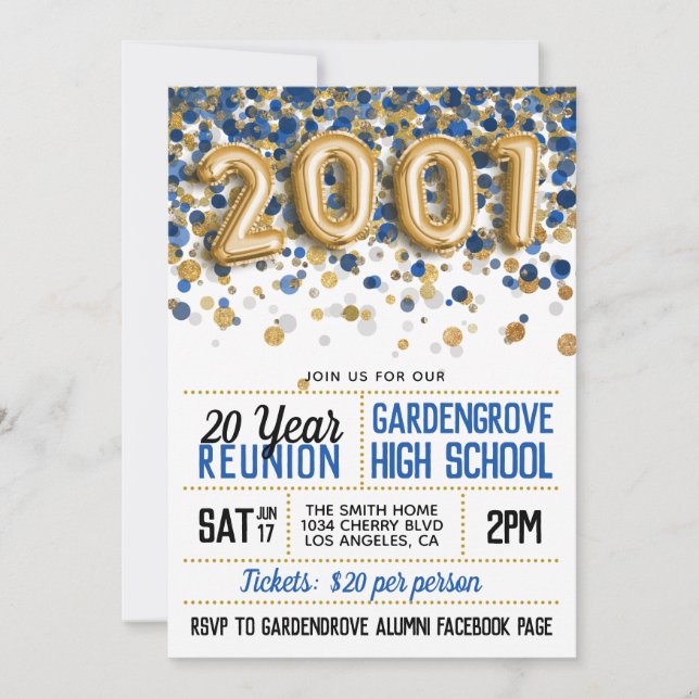 2001 High School College Reunion Invitation (Front)