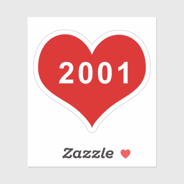 2001 Red Love Heart Vinyl Sticker (Sheet)