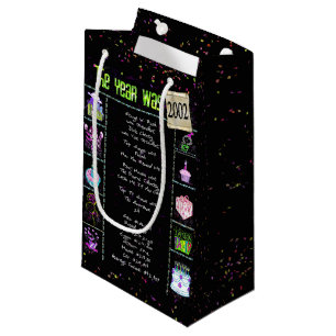 2002 Birth Year Trivia on Black Small Gift Bag