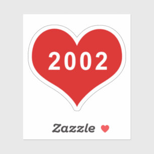 2002 Red Love Heart Vinyl Sticker
