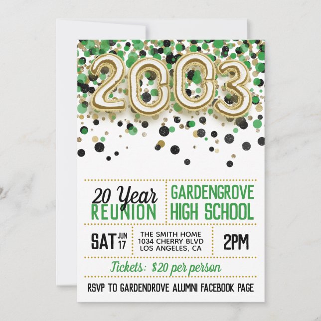 2003 High School College Reunion Invitation (Front)