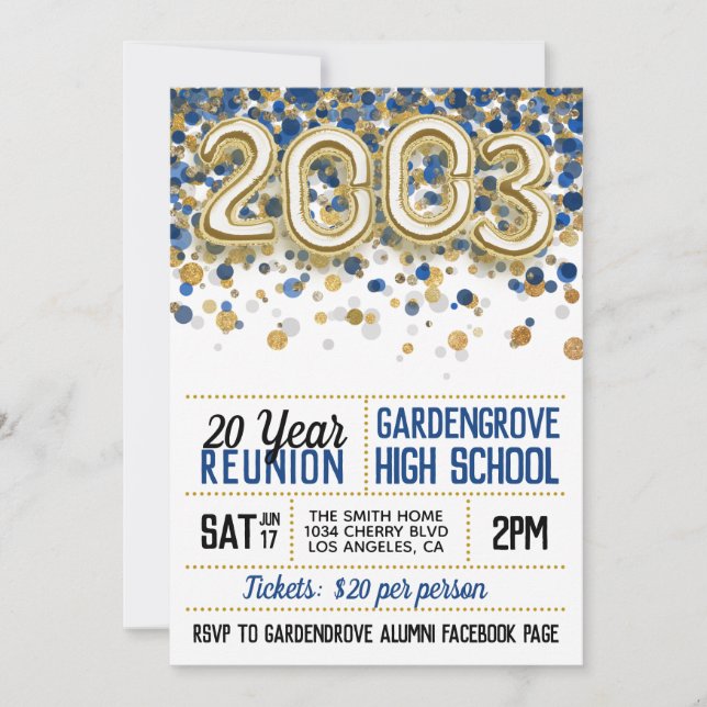 2003 High School College Reunion Invitation (Front)