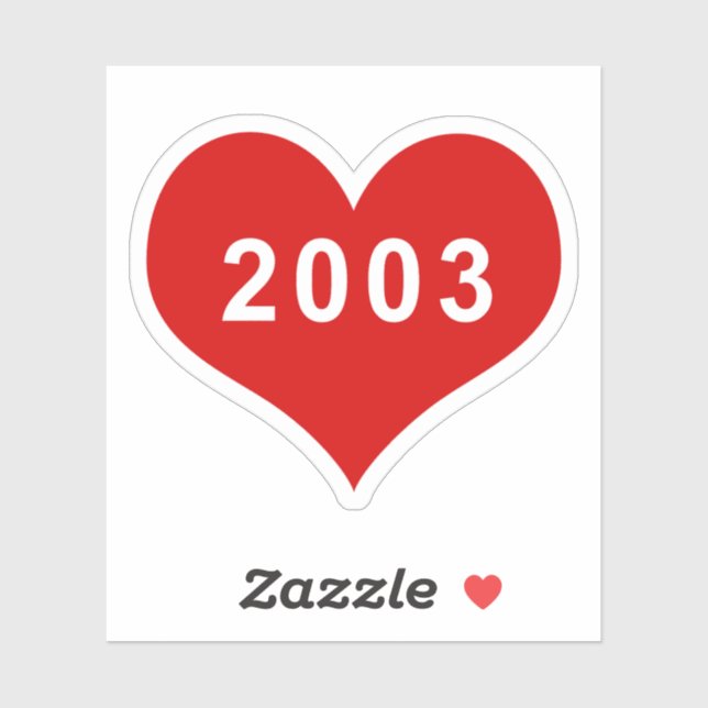 2003 Red Love Heart Vinyl Sticker (Sheet)