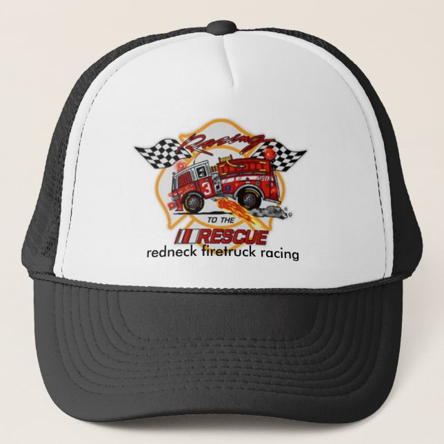 20040223043329_Photo2, redneck firetruck racing Trucker Hat (Front)