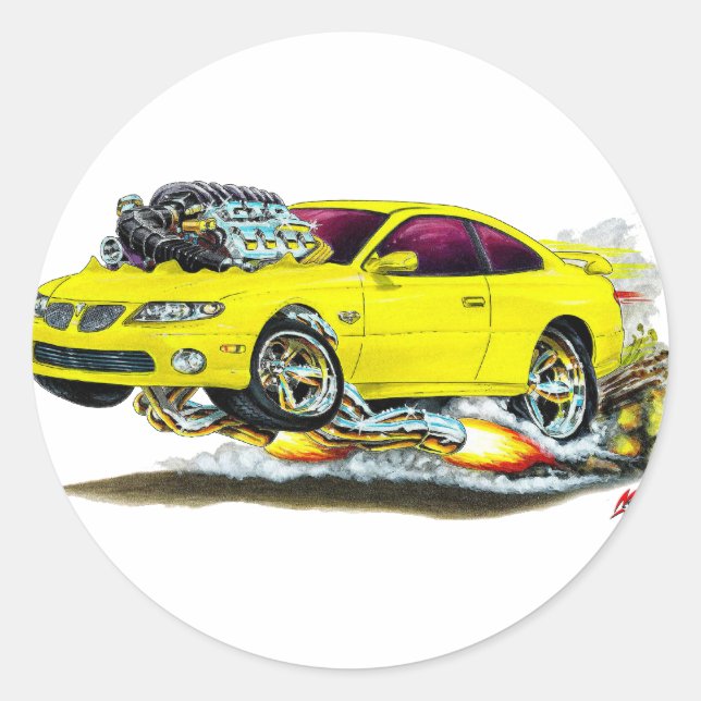 2004-06 GTO Yellow Car Classic Round Sticker (Front)
