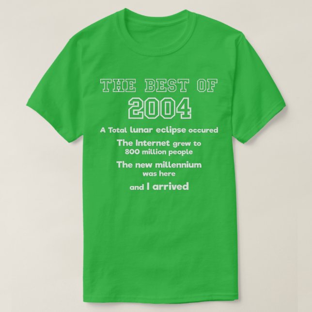 2004 18th birthday T  gift for 18 year old boys  g T-Shirt (Design Front)