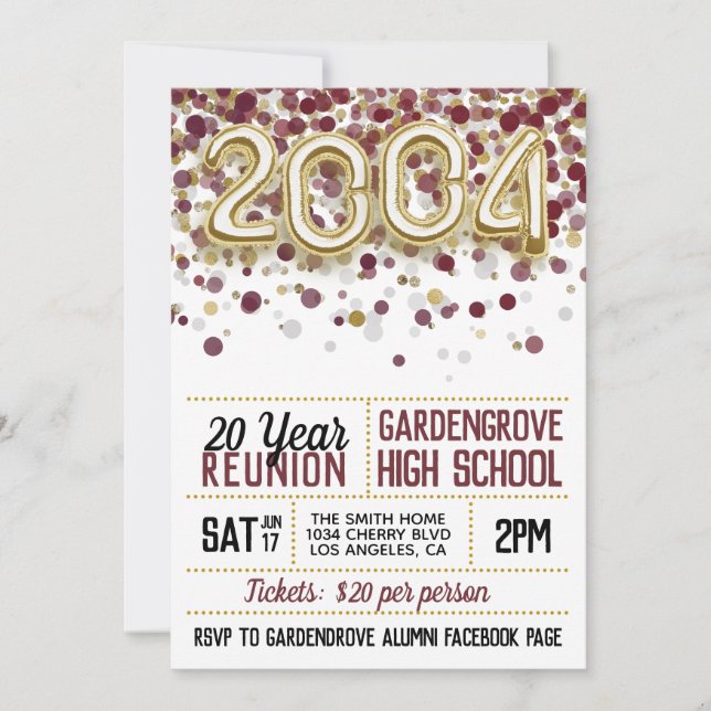 2004 High School College Reunion Invitation (Front)