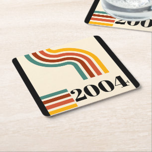 2004 Retro Vintage Poster Milestone Birthday Square Paper Coaster
