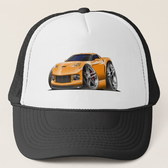 2005-09 Corvette Orange Car Trucker Hat (Front)