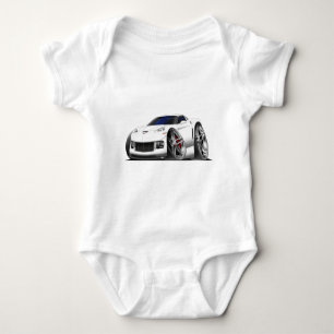 2005-09 Corvette White Car Baby Bodysuit