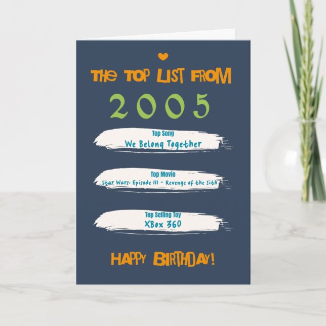 2005 Top List Birthday Card (Front)