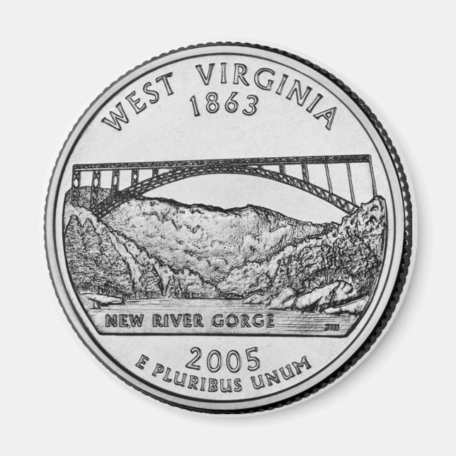 2005 West Virginia State Quarter magnet (Front)