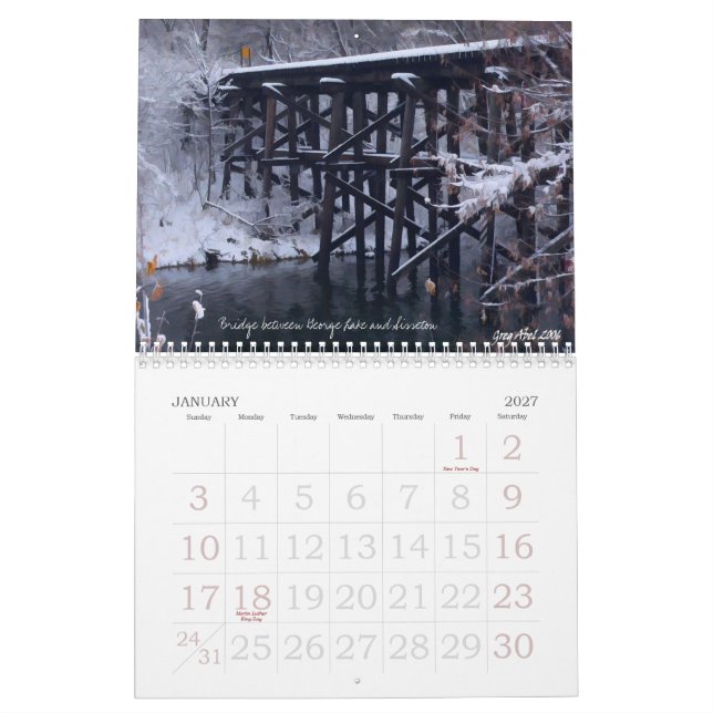 2007 Fairmont Area Calendar (Jan 2027)