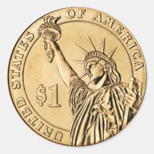 2007 Presidential One Dollar Coin from U.S. Mint Classic Round Sticker
