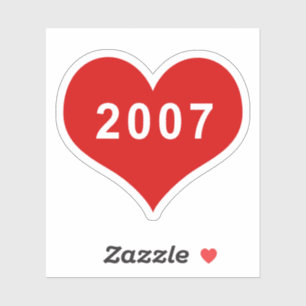 2007 Red Love Heart Vinyl Sticker