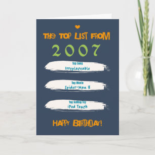 2007 Top List Birthday Card