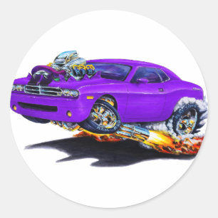 2008-10 Challenger Purple Car Classic Round Sticker